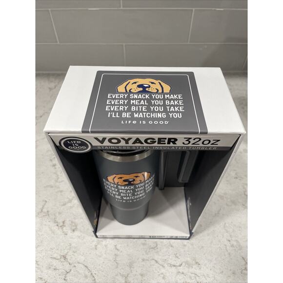 DOG 32oz Stainless Steel Life is Good Tumbler Cup Boxed Set Straw & Brush Handle - Picture 6 of 6